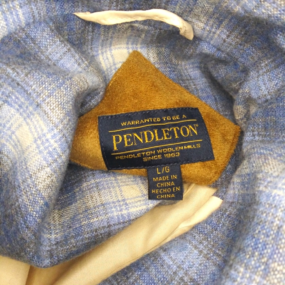 Pendleton Blue Plaid Trimmed Ivory Zip-Front Teddy Jacket - Picture 10 of 13